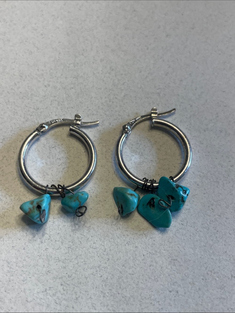 JCM 925 Turquoise Charm Hoops - Silver Women's Earrings